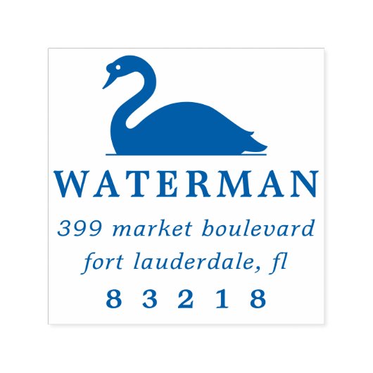 シンプルスワンシルエットファミリー名差出人住所 セルフインキングスタンプ (デザイン)