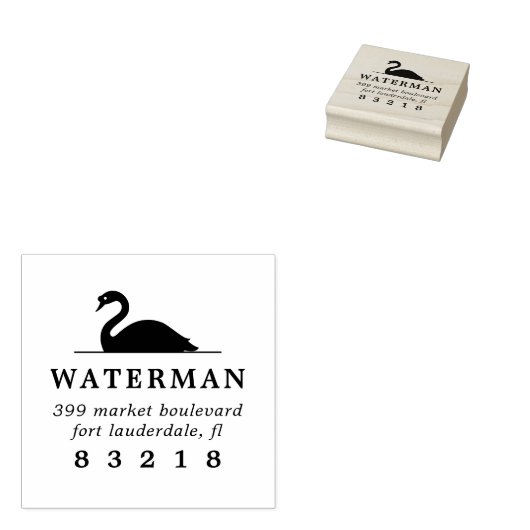 シンプルスワンシルエットファミリー名差出人住所 ラバースタンプ (押印)