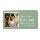 シンプルス結婚セージ・グリーンの写真差出人住所 ラベル (正面)