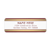 シンプルズストライプブルゴーニュ金ゴールドホワイト差出人住所 ラベル (正面)