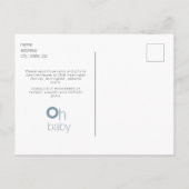 シンプルズーム仮想ブルースワッシュOhベビーシャワー 案内ポストカード (裏面)