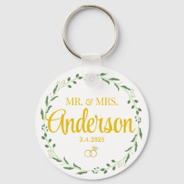 シンプルズ結婚カップル名前をカスタムするゴールデンリングや輪 キーホルダー