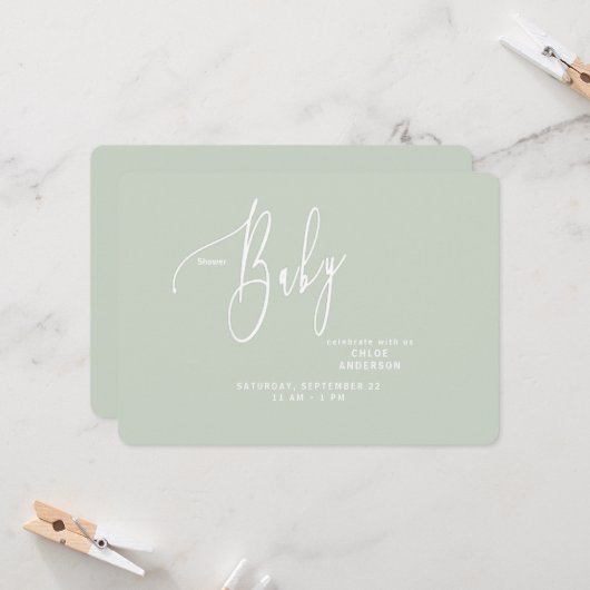 シンプルセイニュートラルベビーシャワー招待状 招待状 (正面/裏面インサイチュ)