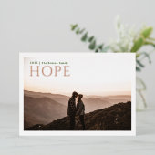 シンプルセリフHOPEグリーンウォーター実在色 箔シーズンカード (立ち正面)