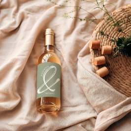 シンプルセージはっきりしたグリンマモダンリスト結婚ズ ワインラベル