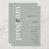 シンプルセージアイボリー文字結婚式 プログラム (正面/裏面)