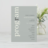 シンプルセージアイボリー文字結婚式 プログラム (スタンド正面)