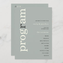 シンプルセージアイボリー文字結婚式 プログラム