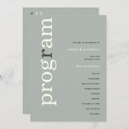 シンプルセージアイボリー文字結婚式 プログラム