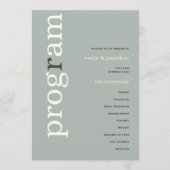 シンプルセージアイボリー文字結婚式 プログラム (正面)