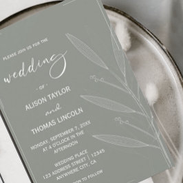 シンプルセージグリーンアンドホワイトフローラ 招待状