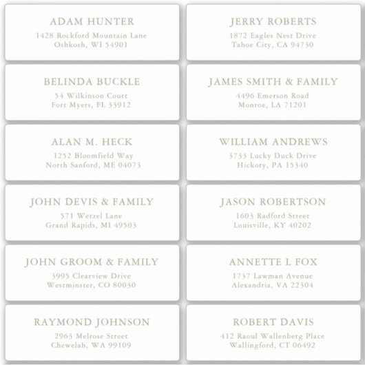 シンプルセージグリーンゲスト住所 シールステッカー シール (正面)