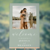 シンプルセージグリーンシック写真の結婚歓迎 アクリルサイン (ニュートラル)