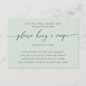 シンプルセージグリーンブライダルシャワーレシピ エンクロージャーカード (正面)