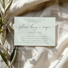 シンプルセージグリーンブライダルシャワーレシピ エンクロージャーカード