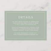 シンプルセージグリーンモノグラムエレガントウェディング エンクロージャーカード (正面)