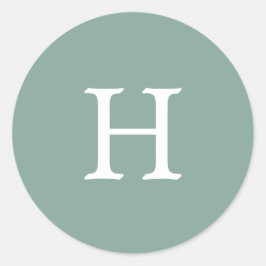 シンプルセージグリーンモノグラム結婚ズ ラウンドシール