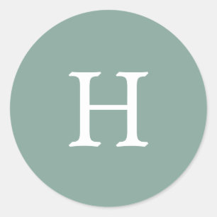 シンプルセージグリーンモノグラム結婚ズ ラウンドシール