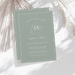 シンプルセージグリーンモノグラム結婚式招待状 シーズンカード<br><div class="desc">結婚式招待状シンプルセージ緑モノグラム。美しい白い台本結婚を使用したトレンディーモスグリーン結婚式招待状で、新郎新婦のイニシャルを上品な緑の背景に配置。この招待状は素晴らし苔の緑のデザインを持ち、モダンそしてバイブミニマルは、あなたのトレンディー、ミニマルシンプルリストに最適結婚である。レイアウトとレイアウトはモダン、明るい緑の背景と対照的なイニシャルスクリプトに注目を集める。この招待は、ニュートラルまたはセージの結婚グリーン花模様に囲まれた美しい設定のトーンを設定し、一致するパステルグリーンのデコ結婚アを設定する。控えめなお祝いに完璧な追加モダン。ザ・サンデー・コレクティブ©byレイチェル・ハンナ・ギー</div>