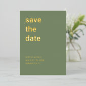 シンプルセージグリーン保存ザデイトフォイル招待状 箔招待状 (立ち正面)