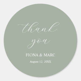 シンプルセージグリーン書結婚のシール ラウンドシール
