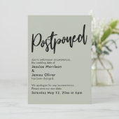 シンプルセージグリーン結婚延期の発表 招待状 (スタンド正面)