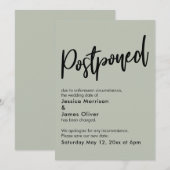 シンプルセージグリーン結婚延期の発表 招待状 (正面/裏面)