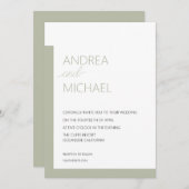 シンプルセージグリーン結婚式招待状 招待状 (正面/裏面)