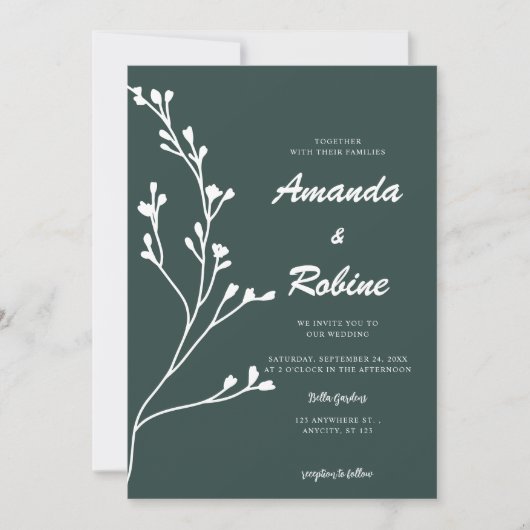 シンプルセージグリーン結婚式招待状 招待状 (正面)
