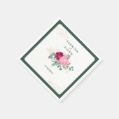 シンプルセージグリーン |赤面ピンクフローラ結婚ズ スタンダードカクテルナプキン (角)