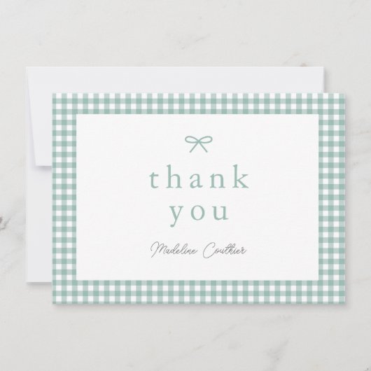 シンプルセージ男女兼用グリーンベイビーシャワー サンキューカード (正面)