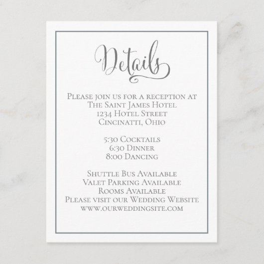 シンプルセージ結婚グリーン詳細 エンクロージャーカード (正面)