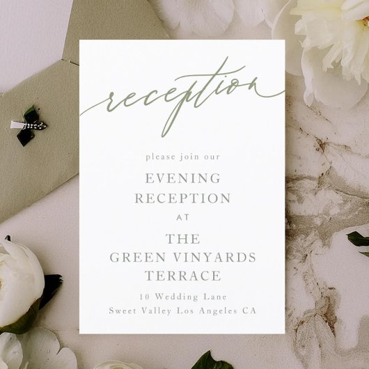 シンプルセージ緑と白の書モダン道 エンクロージャーカード