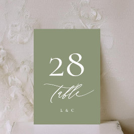 シンプルセージ緑と白の書モダン道 テーブルナンバー