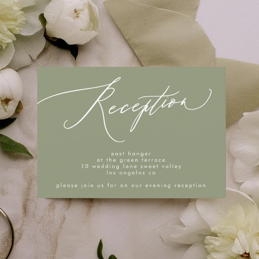 シンプルセージ緑と白の書モダン道 招待状