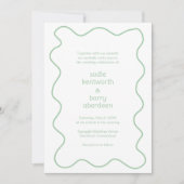 シンプルセージ緑のスクイグルモダン結婚フレーム 招待状 (正面)