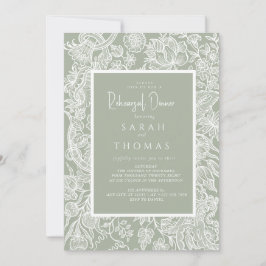 シンプルセージ緑のラインアートワイルドフラワー 招待状