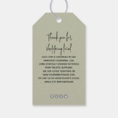 シンプルセージ緑のロゴ衣料品スイング価格ラベル ギフトタグ (裏面)