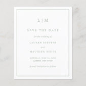 シンプルセージ緑の予算結婚式の日付を保存 (正面)