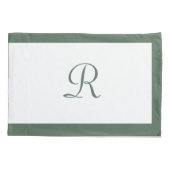 シンプルセージ緑の名前モノグラム 枕カバー (裏面)