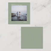 シンプルセージ緑の結婚式の日付を保存するフォトミニ ノートカード (正面/裏面)