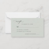 シンプルセージ緑の結婚式RSVPミニ ノートカード (正面)