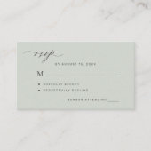 シンプルセージ緑の結婚式RSVP エンクロージャーカード (正面)