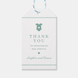 シンプルセージ緑の赤ちゃんシャワーありがとう ギフトタグ
