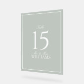 シンプルセージ緑エレガントなウェディングテーブル番号 アクリルサイン (傾斜)