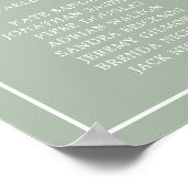 シンプルセージ緑モノグラム結婚の座席表 ポスター (角)