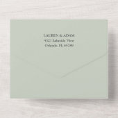 シンプルセージ緑ユーカリ書結婚道 オールインワン招待状 (裏面)