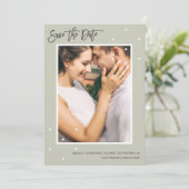 シンプルセージ2枚のドット付き写真日付の保存 セーブザデート (スタンド正面)