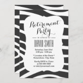 シンプルゼブラストライプ退職パーティー 招待状 (正面/裏面)
