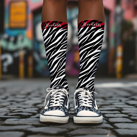 シンプルゼブラプリント白黒可愛いパタモダンーン ソックス